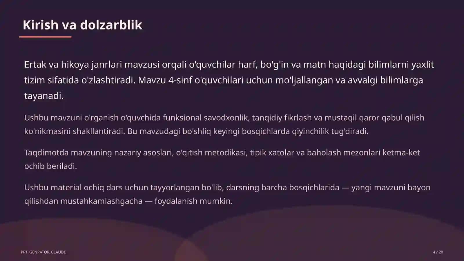Ertak va hikoya janrlari (4-sinf) 4