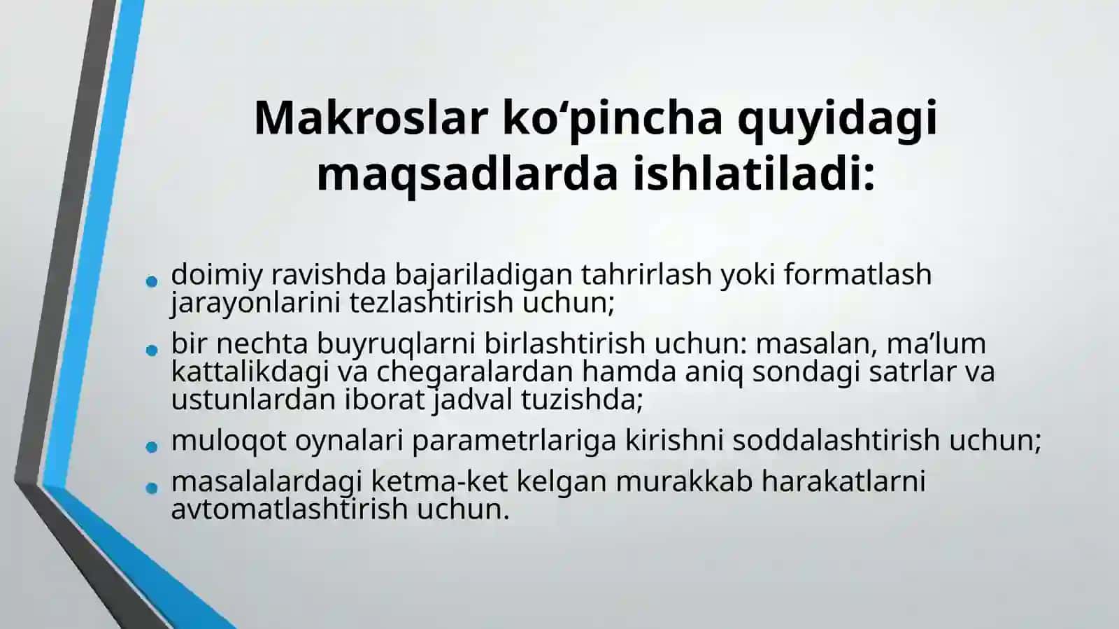 MICROSOFT WORD DASTURIDA MAKROSLAR YARATISH 4