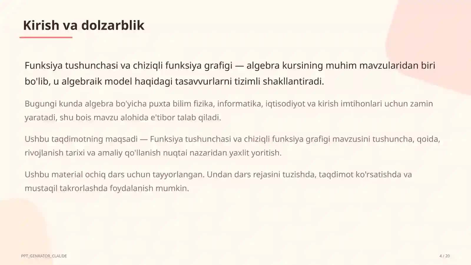 Funksiya tushunchasi va chiziqli funksiya grafigi (7-sinf) 4