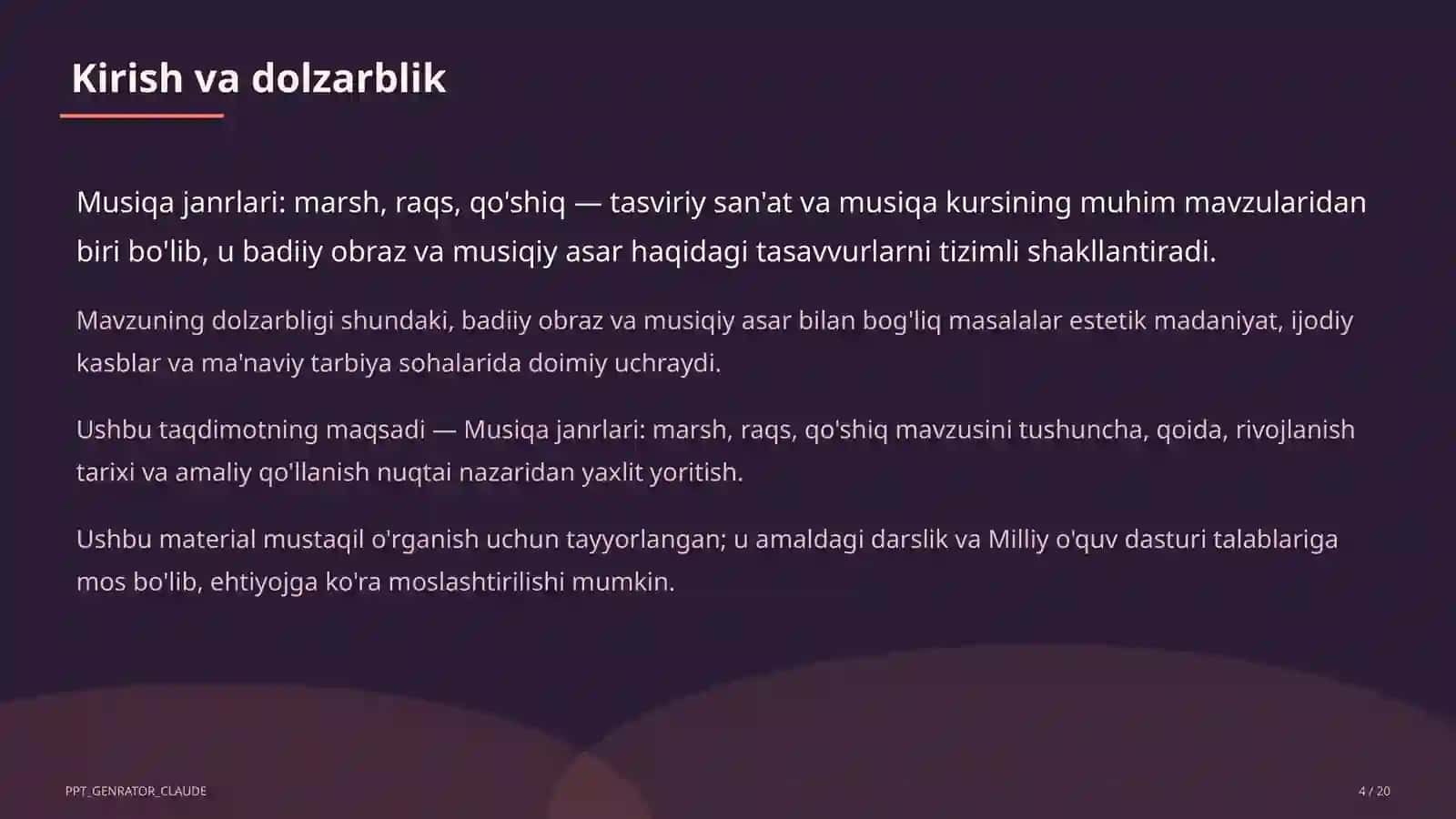 Musiqa janrlari: marsh, raqs, qo'shiq (4-sinf) 4