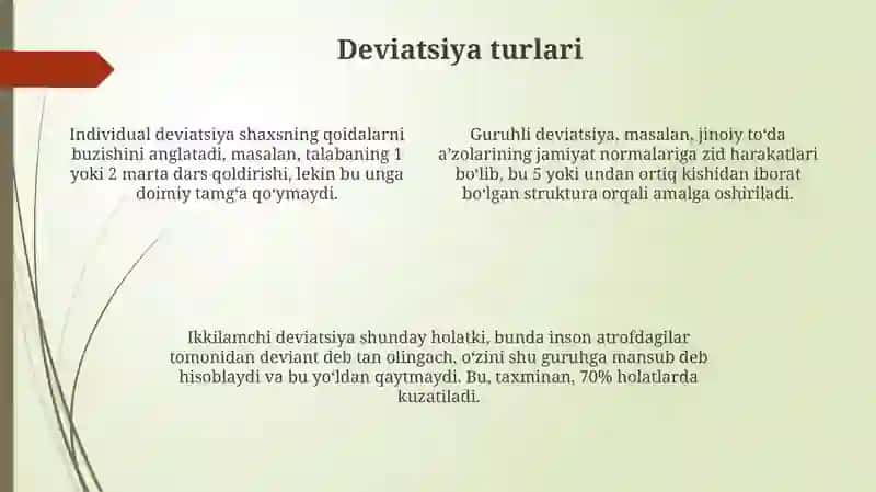 Deviatsiya va uning turlari 4