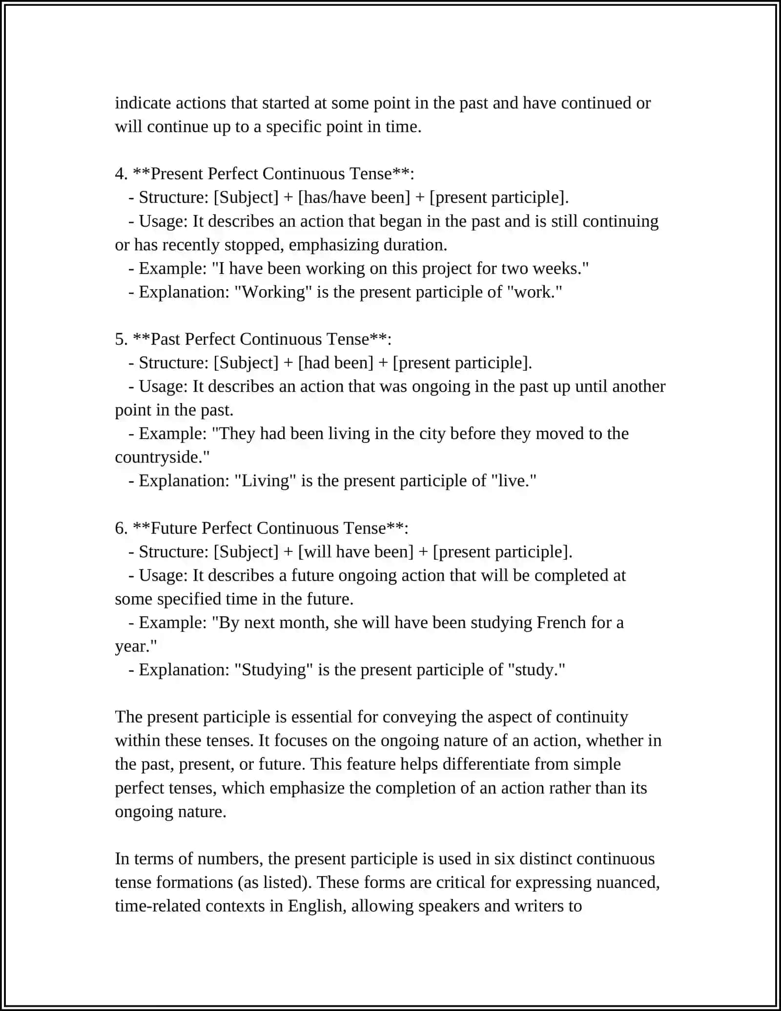 PRESENT PARTICIPLE 4