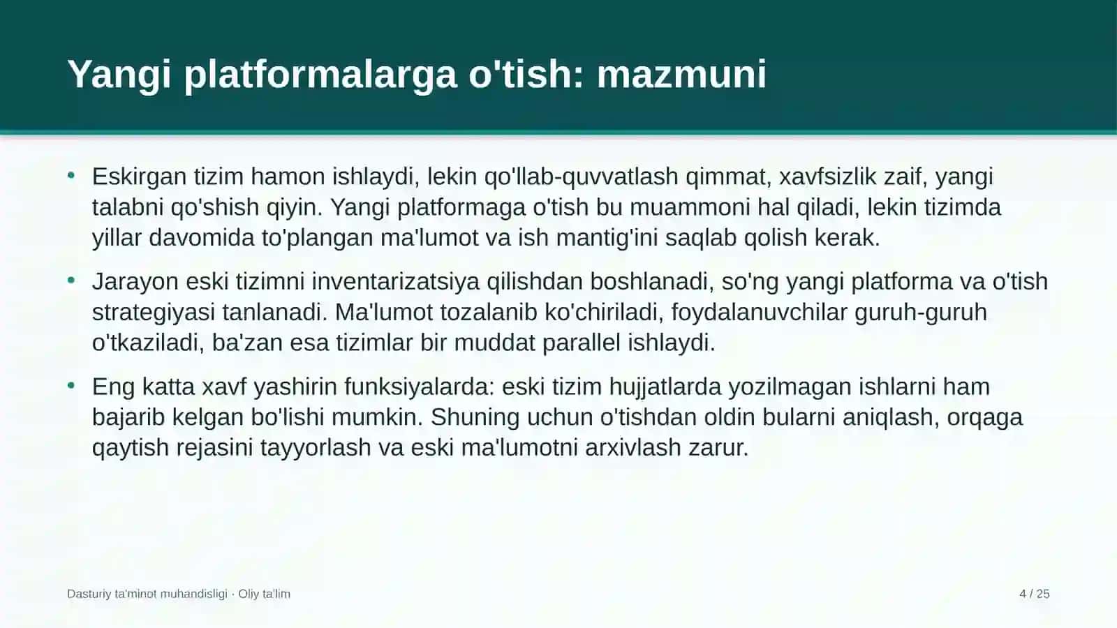 bulutli xizmatlar provayderlarida eskirgan tizimlardan yangi platformalarga o'tish 8948 4