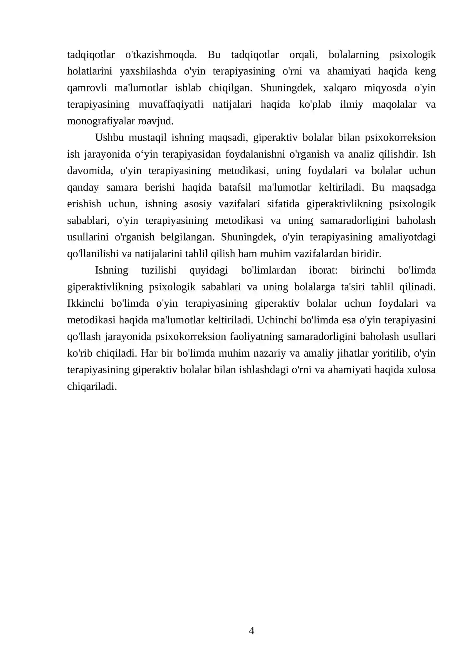 Giperaktiv bolalar bilan psixokorreksion ish jarayonida oʻyin terapiyasidan foydalanish 4