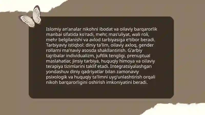 Nikoh qadriyatlar va xorijiy tajribalardagi tarbiyaviy asoslar 4
