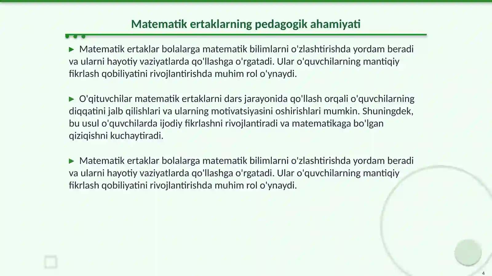 Matematik ertaklarni tayyorlash va oʻtqazish metodikasi 4