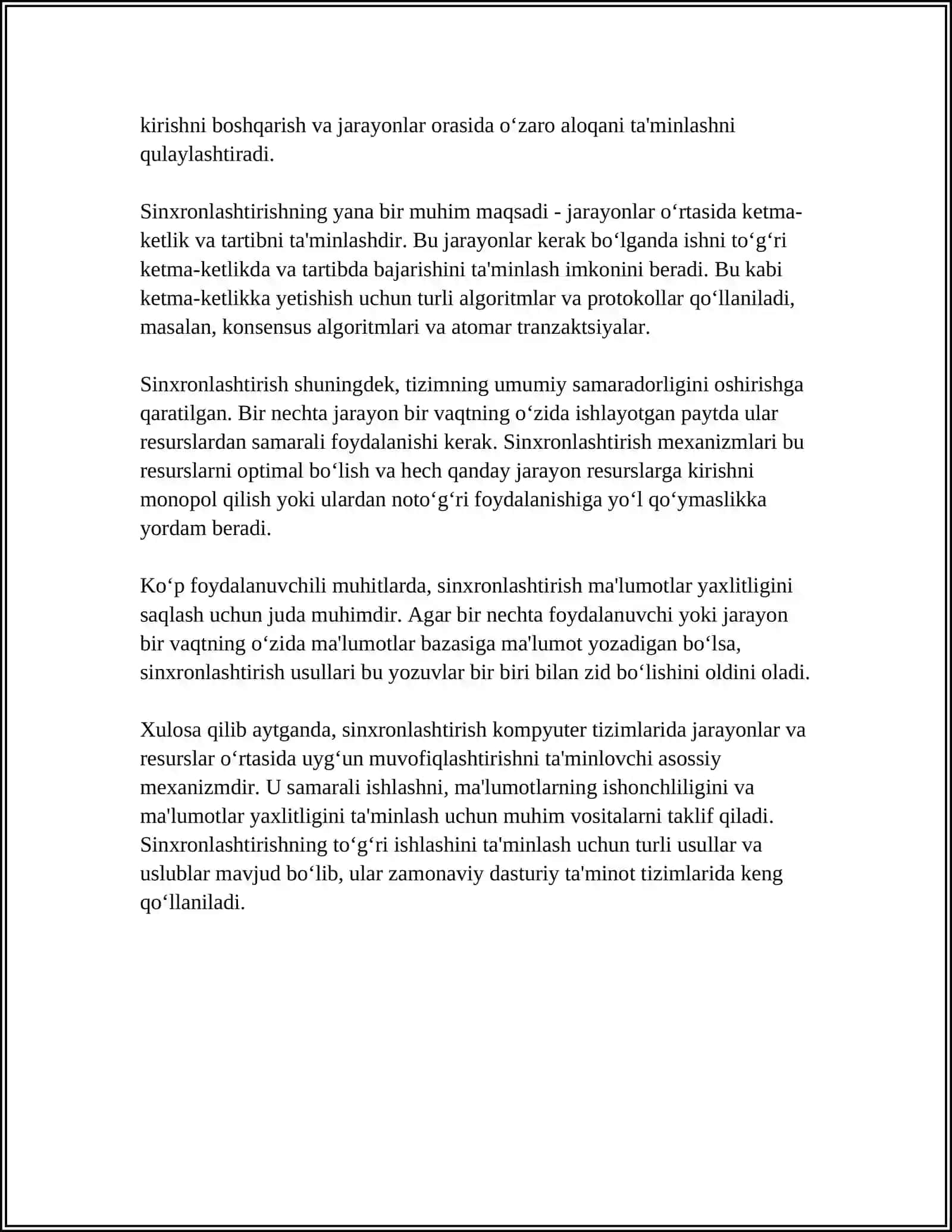SINXRONLASHTIRISH MEXANIZMLAR JARAYONLARI 4