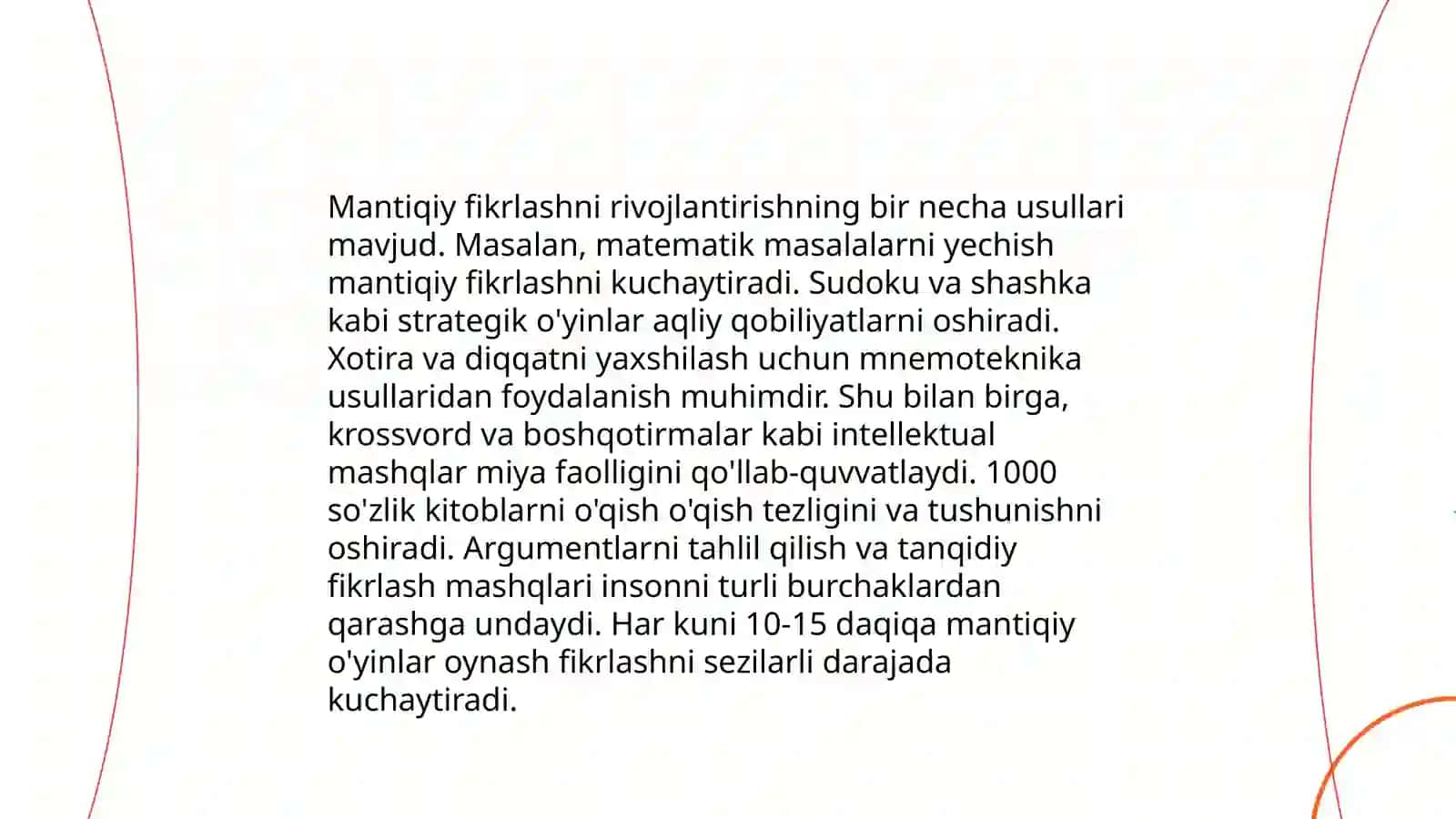 Mantiqiy fikrlashning omillari talab va mezonlari 4
