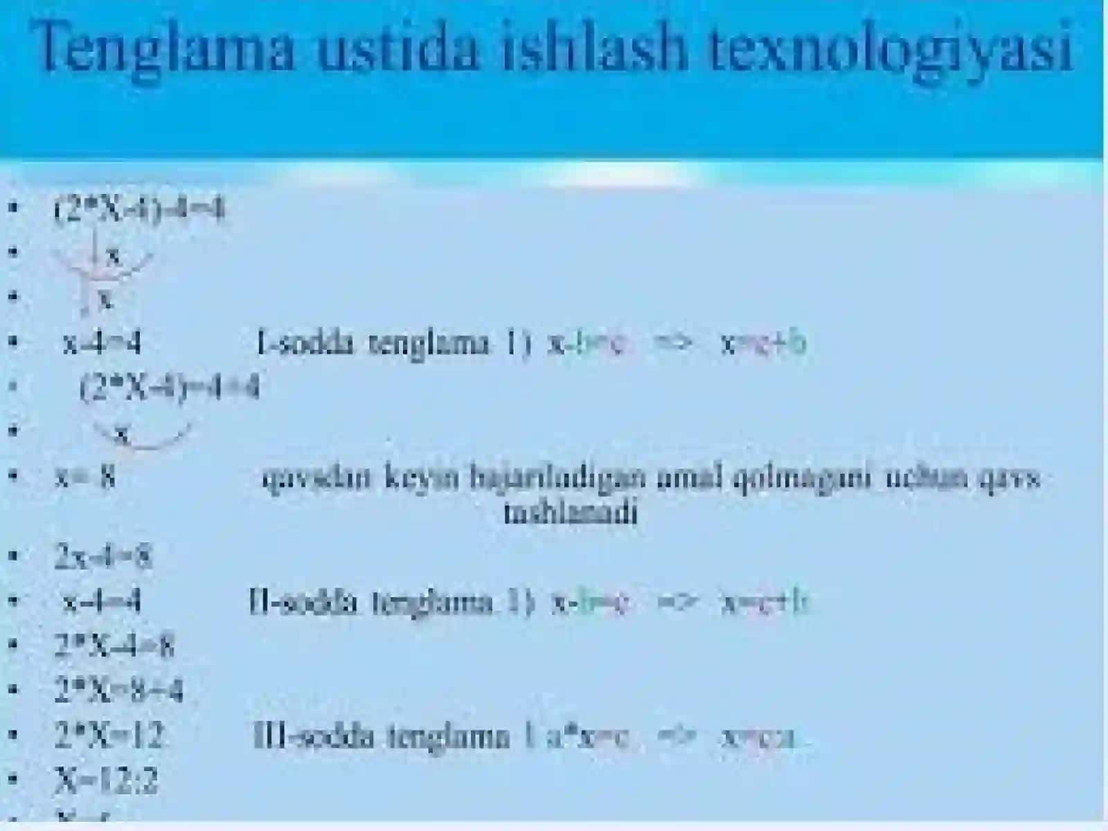 Tenglama va uning yechimlari 4