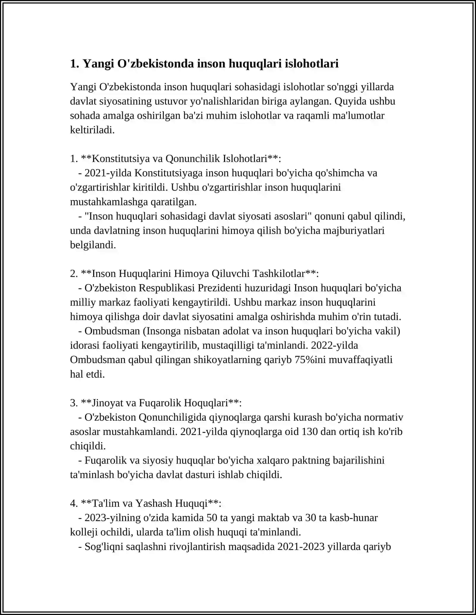 YANGI O ZBEKISTONDA INSON HAQ-HUQUGLARI VA ERKINLIKLARI KAFOLATINING YARATILISHI 4