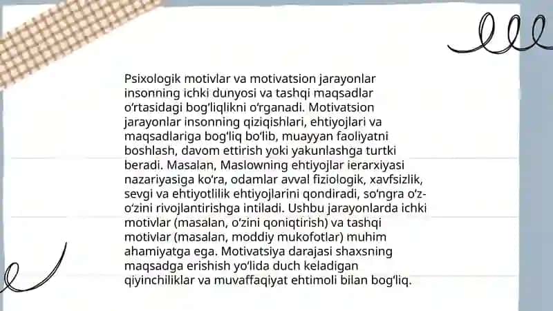 Xorij psixologiyasida motiv va motivatsiya muammosi 4