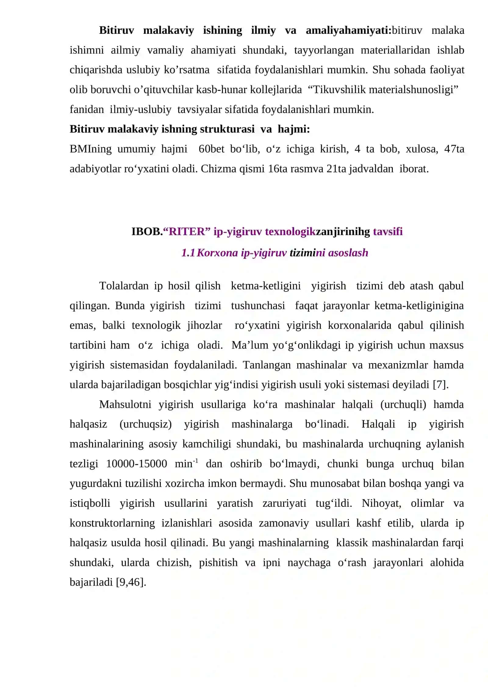 Qarshi “Cotton road” qo’shma korxonasida“RITER” ip-yigiruv texnologiyasini o’rganish 4