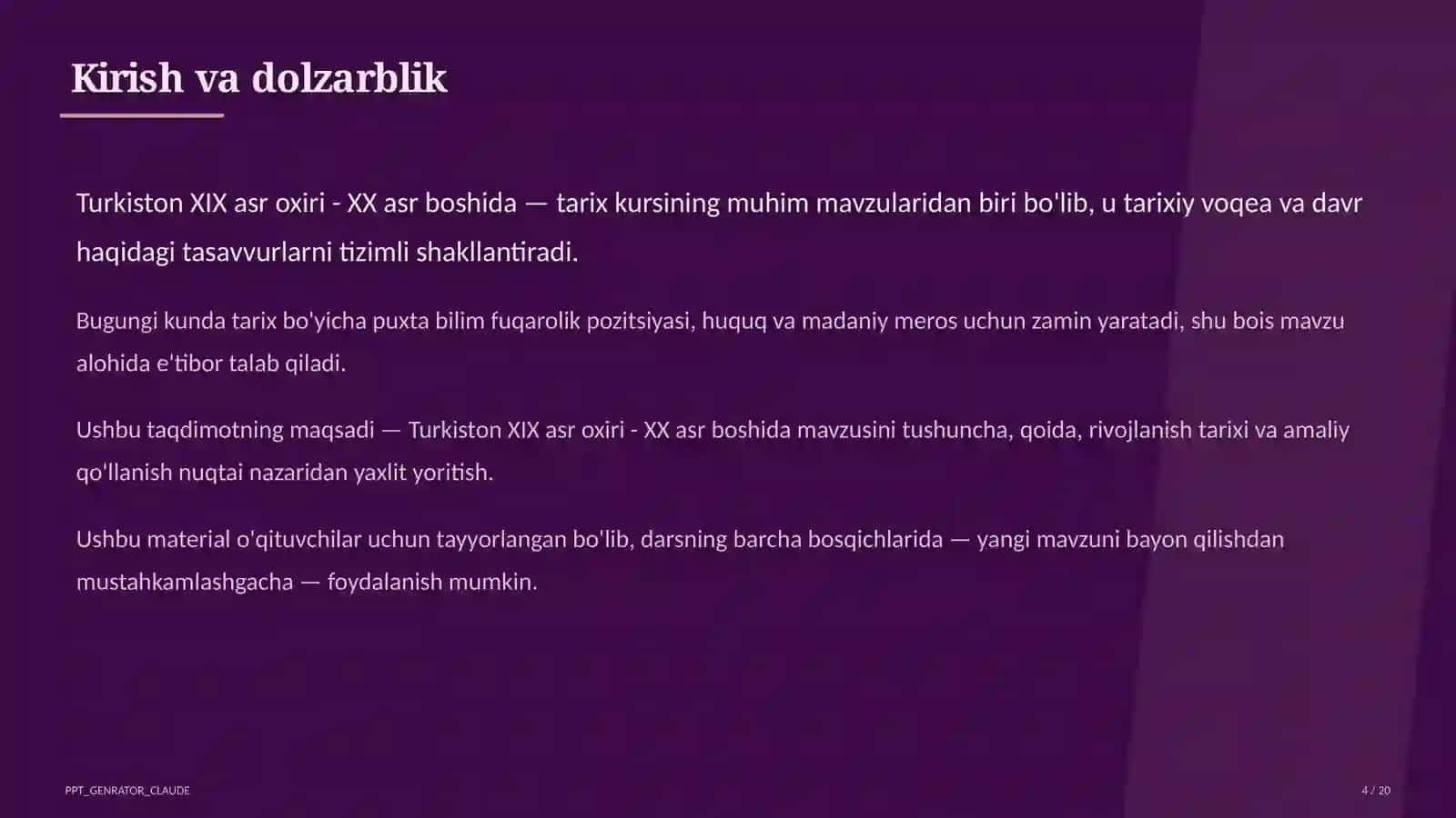 Turkiston XIX asr oxiri - XX asr boshida (9-sinf) 4