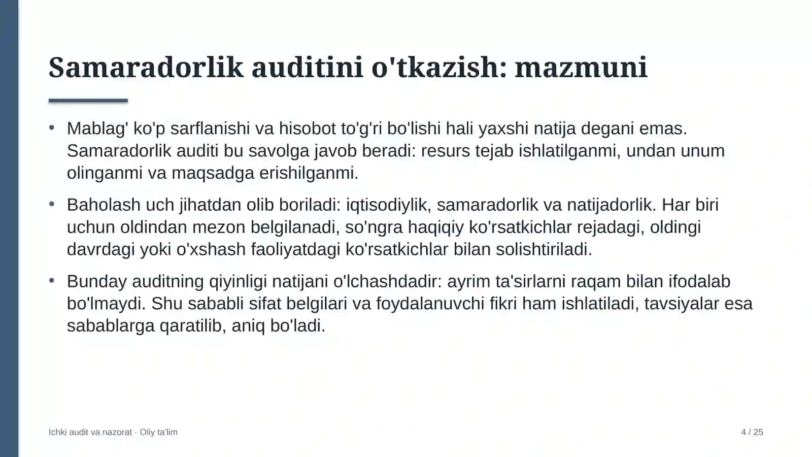 Xostellarda samaradorlik auditini o'tkazish 4