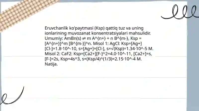 Tuzlarning eruvchanligi nazorat qilishning amaliy qoʻllanilishi 4