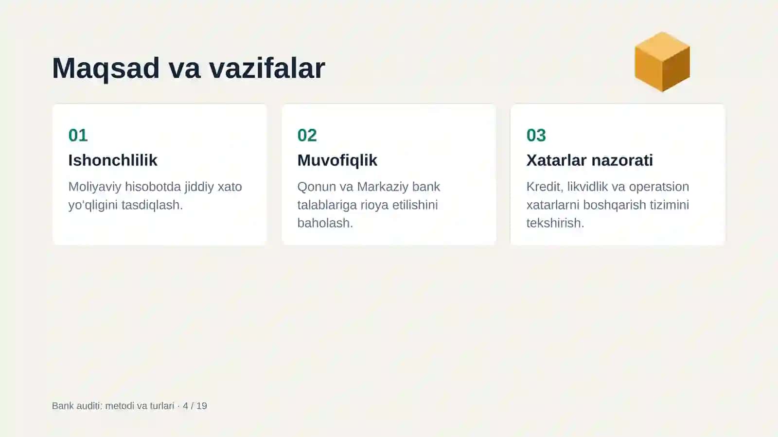 Bank auditi: metodi va turlari 4