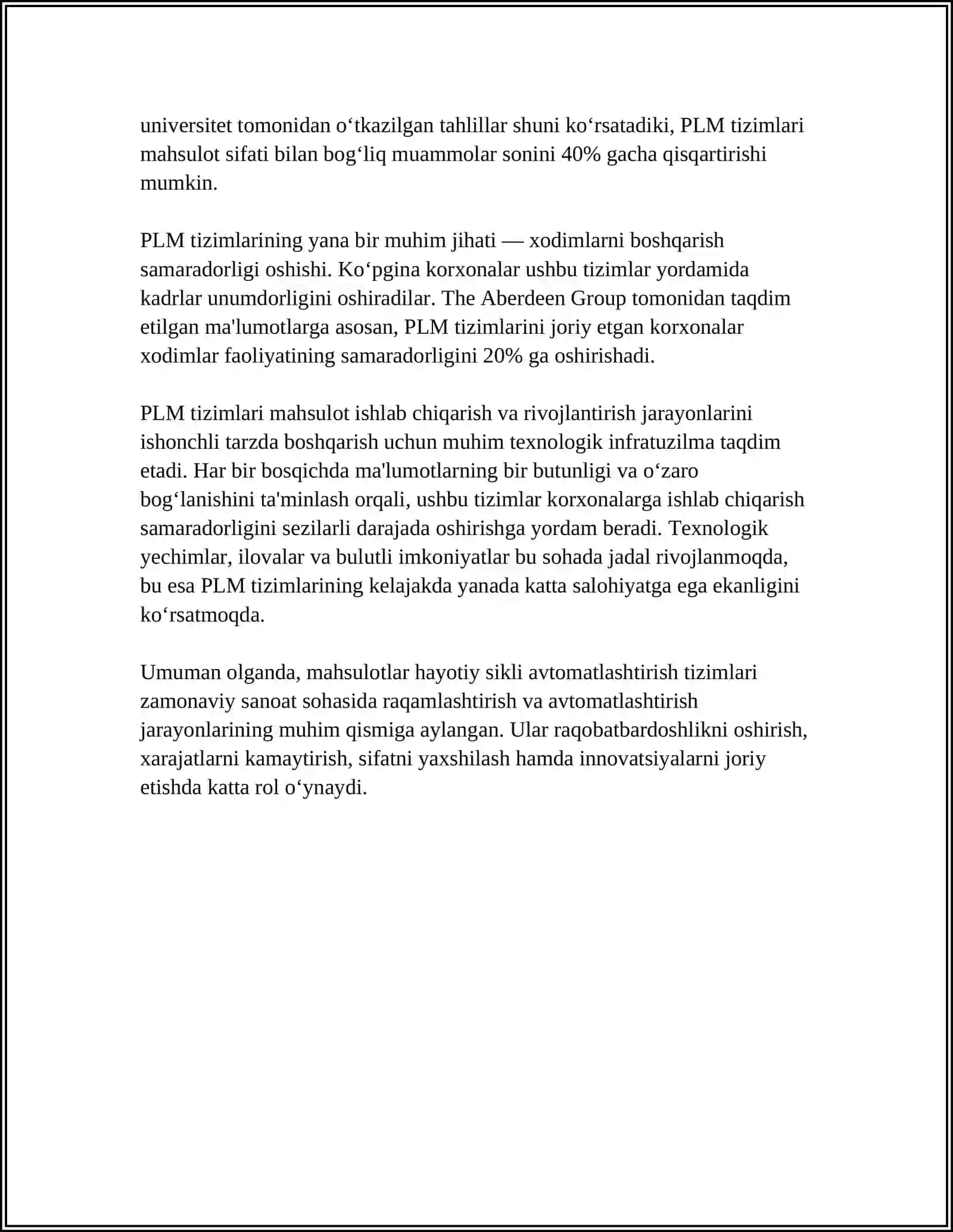 MAHSULOTLAR HAYOTIY SIKLINI BOSHQARISHNI AVTOMATLASHTISH, CALS TEXNOLOGIYALAR VA KORXONALARDA AXBOROT OQIMLARINI BOSHQARISH 4