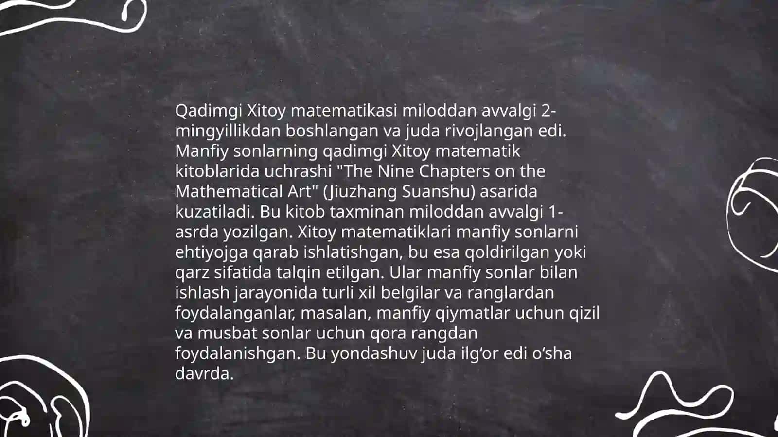Manfiy son va kasr tushunchasining vjudga kelishi haqida tarixiy ma'lumot 4