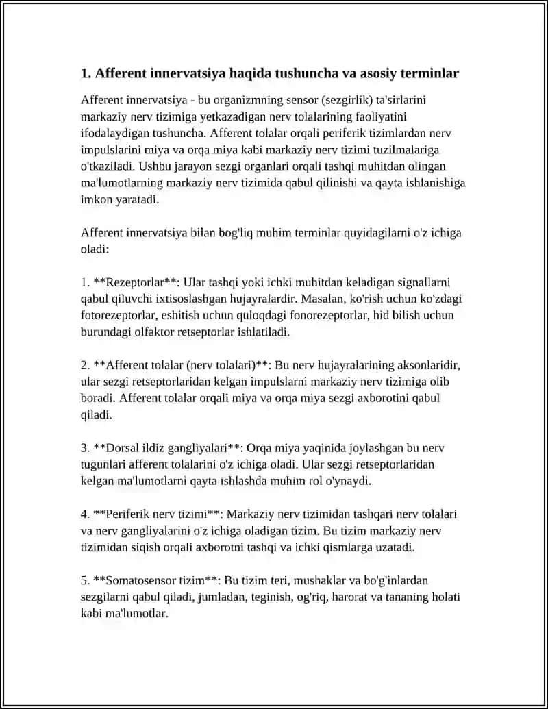 AFFERENT INNERVATSIYA HAQIDA TUSHUNCHA. TASNIFI. DORI PEREPARATLARINING TERAPEVTIK DOZALARIQULANISHI ULARDAN ZAHARLANISH BERGILARI ZAHARLANISHDA YORDAM CHORALARI. DORI PEREPARATLARINI DOZASINI ANIQLASH VA RETSEPT YOZISH 4