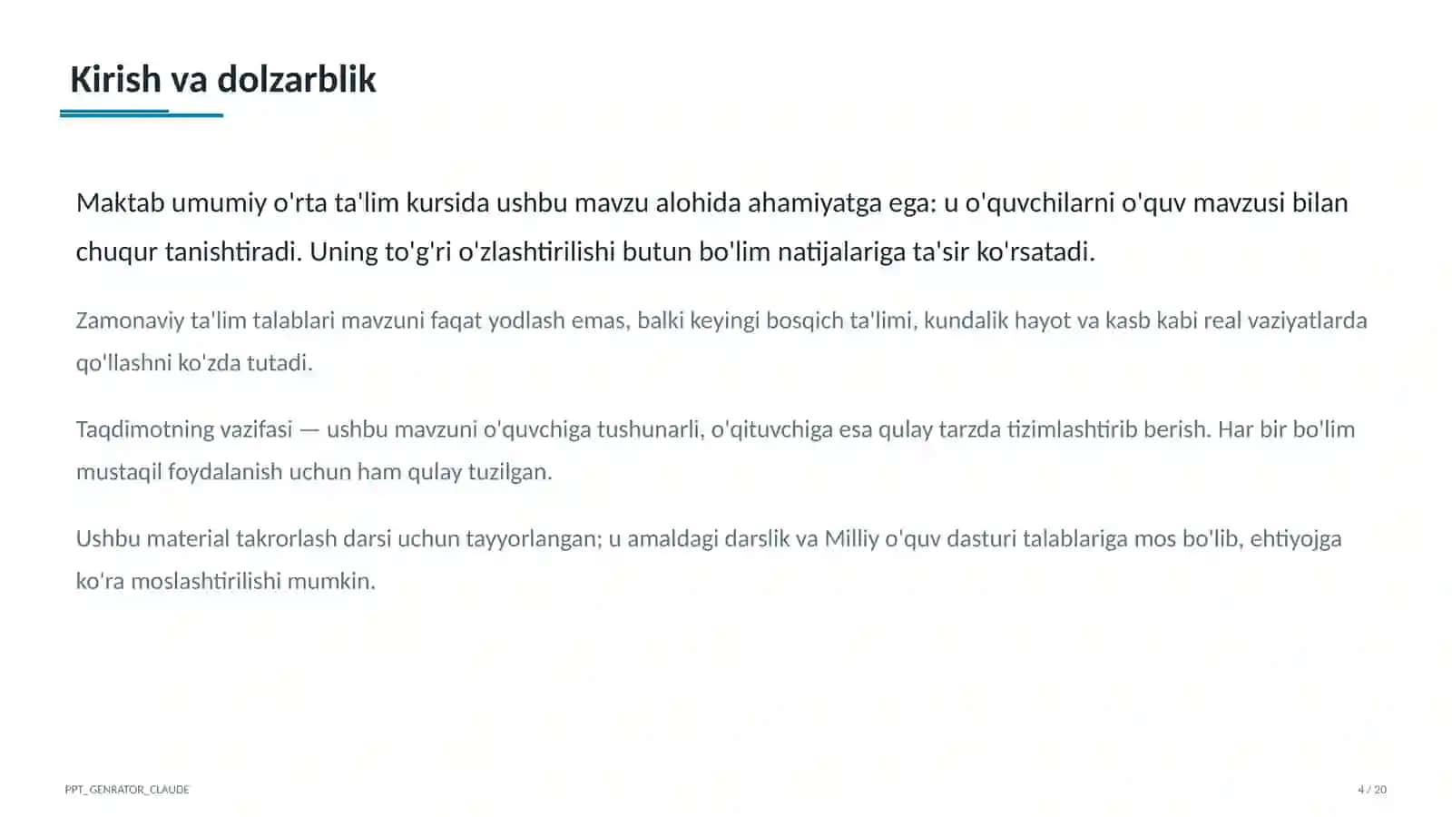 Spiral yondashuv: bilim va ko'nikmalarni sinfdan sinfga bosqichma-bosqich rivojlantirish 4