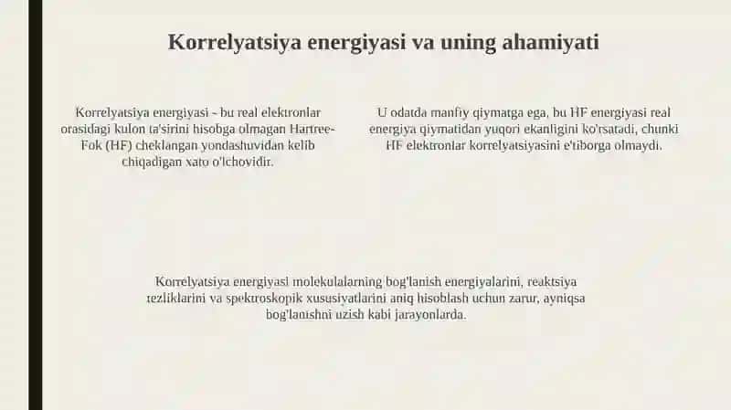 Elektron korrelyatsiyasini hisobga olish 4