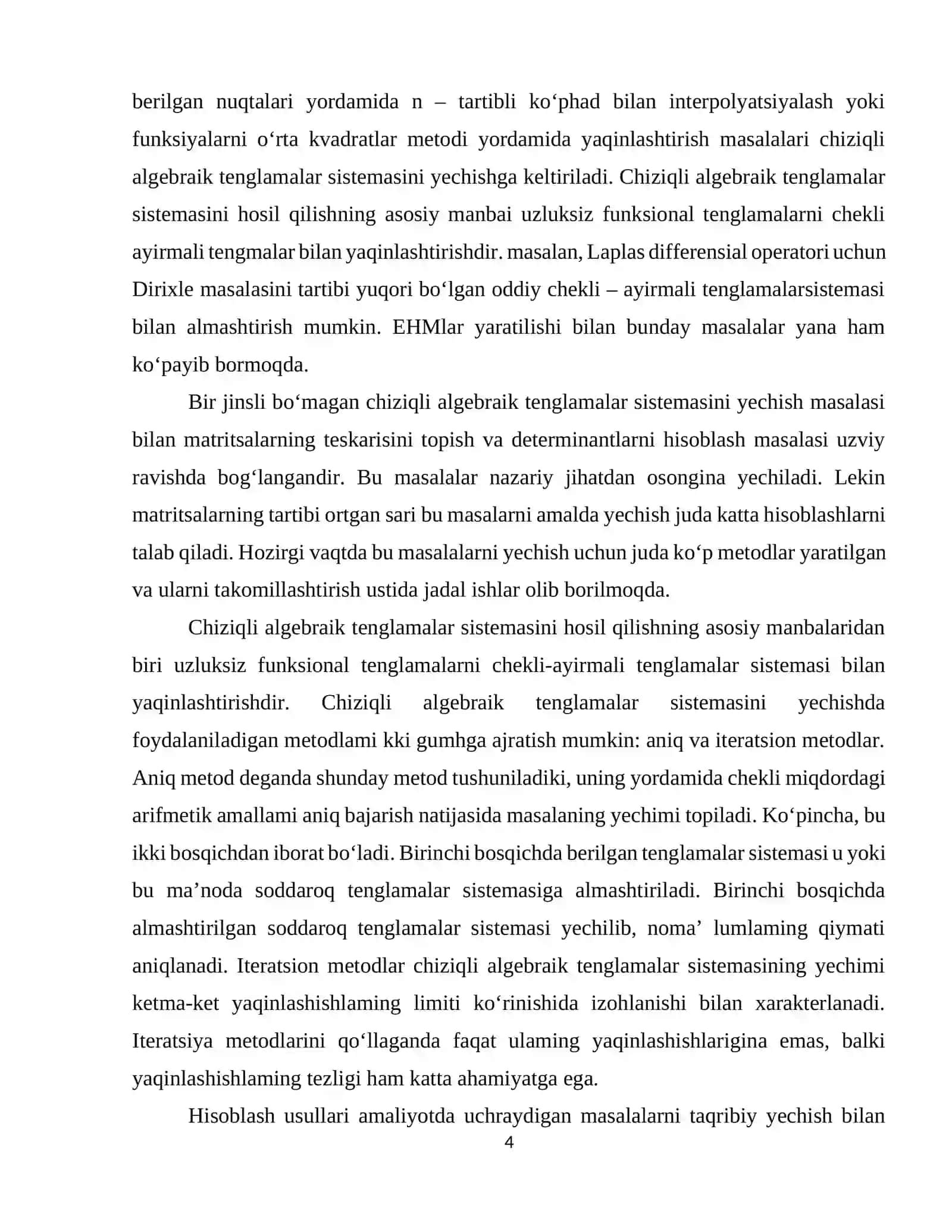 Chiziqli algebraik tenglamalar sistemasini yechish Aylantirishlar va akslantirishlar metodi 4
