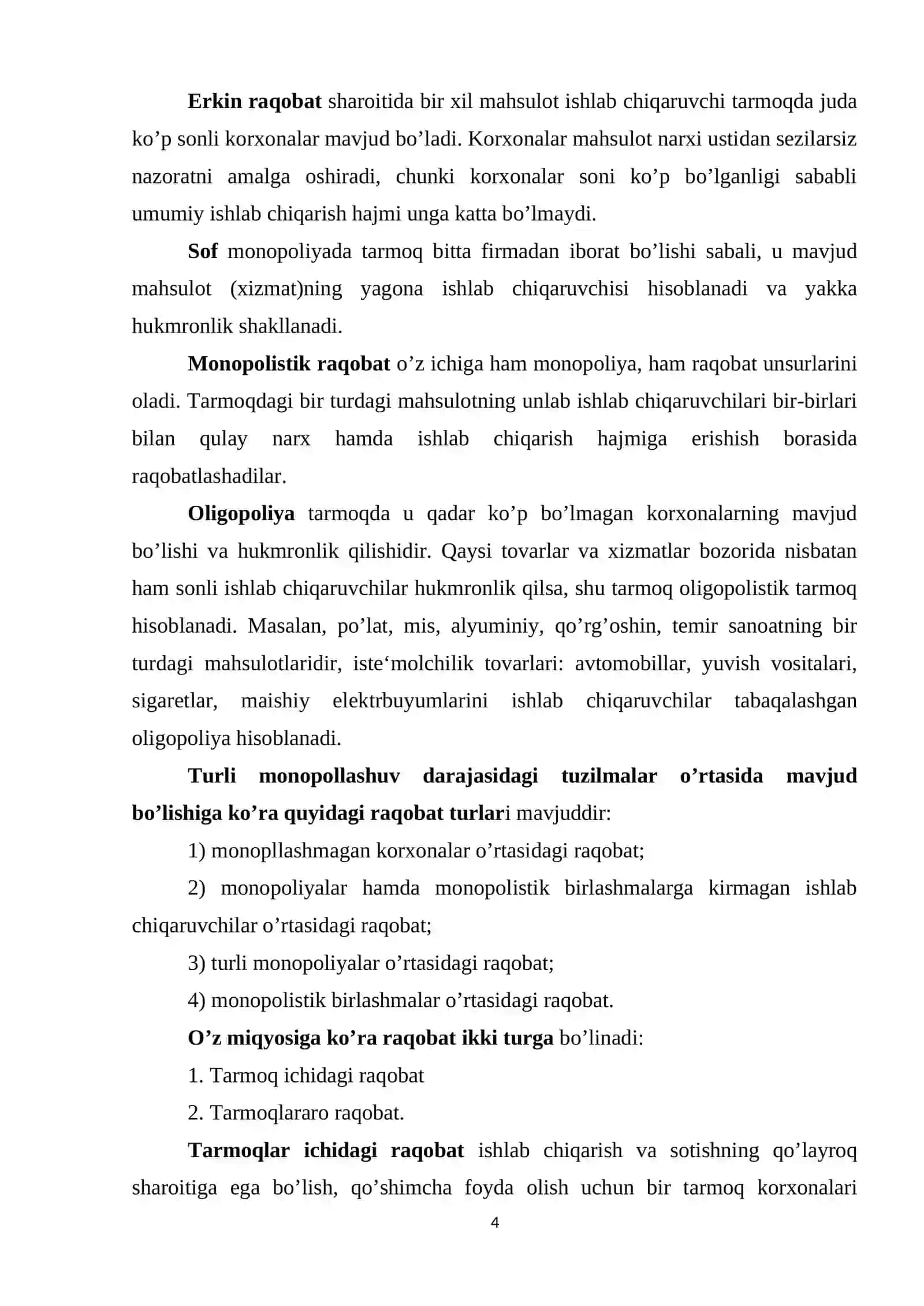 Raqobatlashgan bozorda, qisqa muddatli oraliqda firma foydasini maksimallashtirish va uning taklifi 4