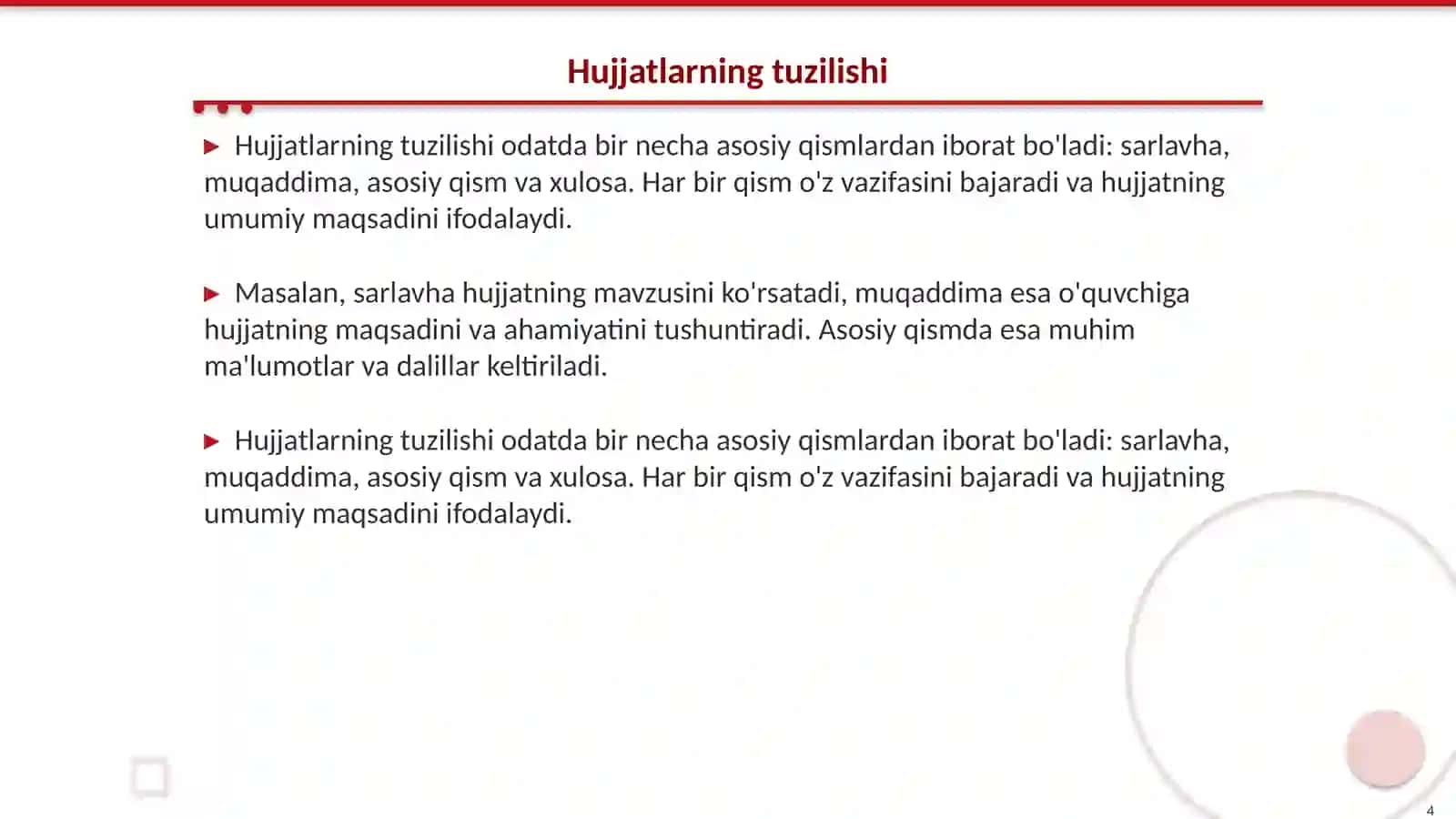 Hujjat turlari va ish yuritish asoslari haqida tushuncha 4