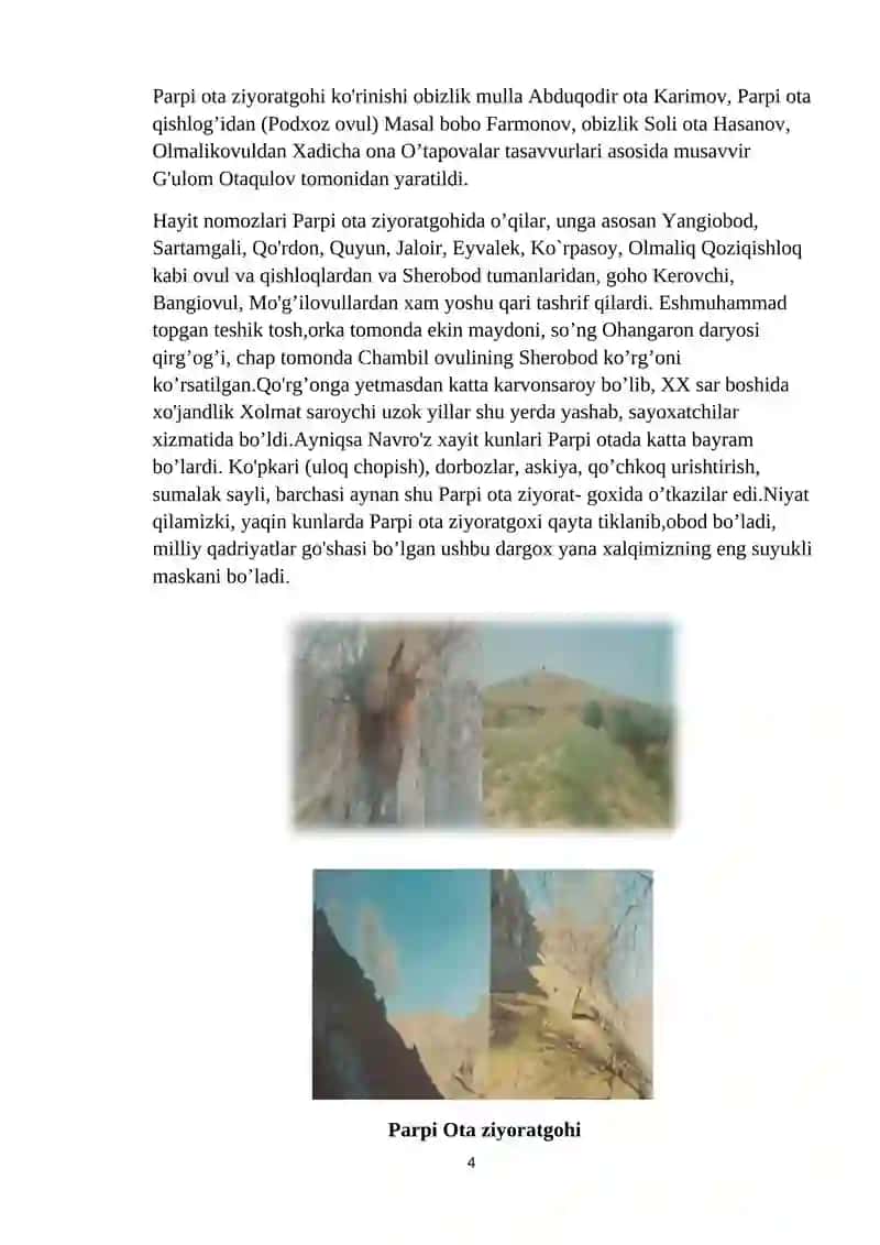 Olmaliq shahridagi muqaddas qadamjo PARPI OTA ziyoratgohi 4