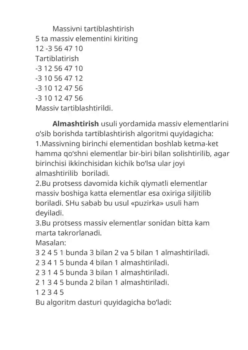 Massivlar va ular ustida ish yuritish 4