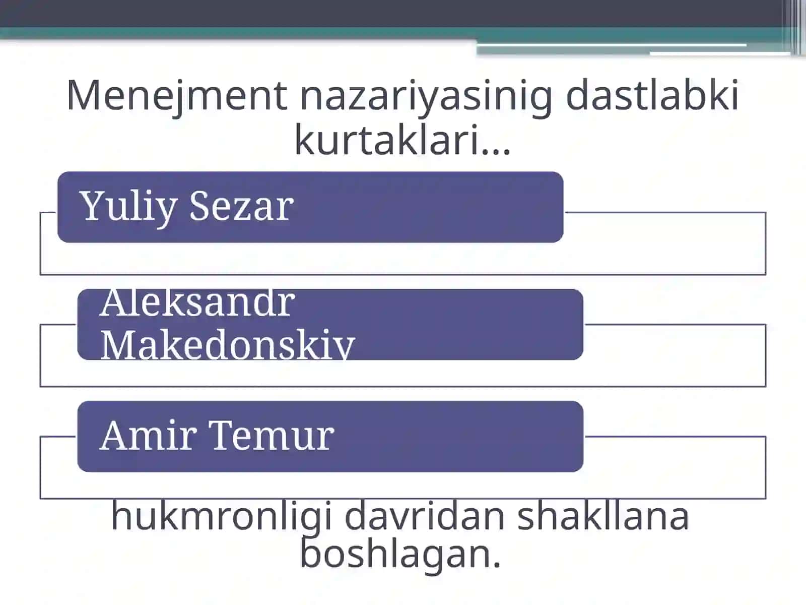 Biznesda boshqaruv nazariyasining rivojlanish 4