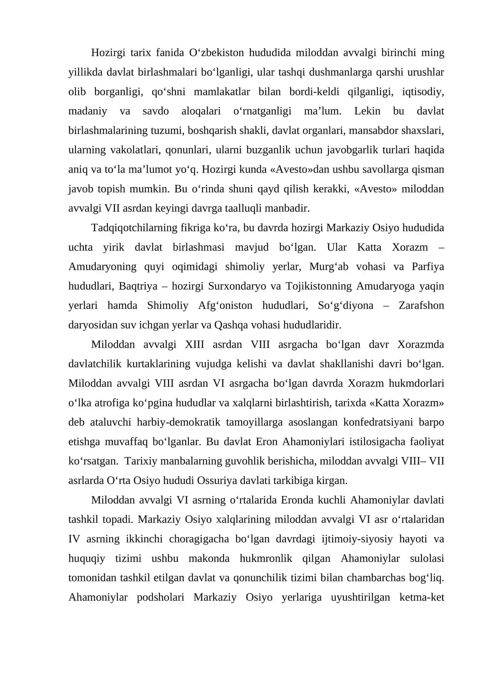 O‘zbekiston hududida qadimgi davlatlarning vujudga kelishi va huquqiy munosabatlarning shakllanishi 4