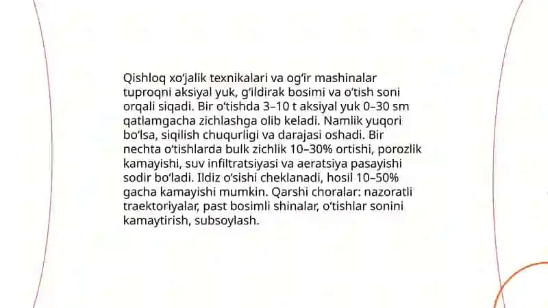 Tuproqlarning siqilish va strukturasining buzulishi muammolari 4