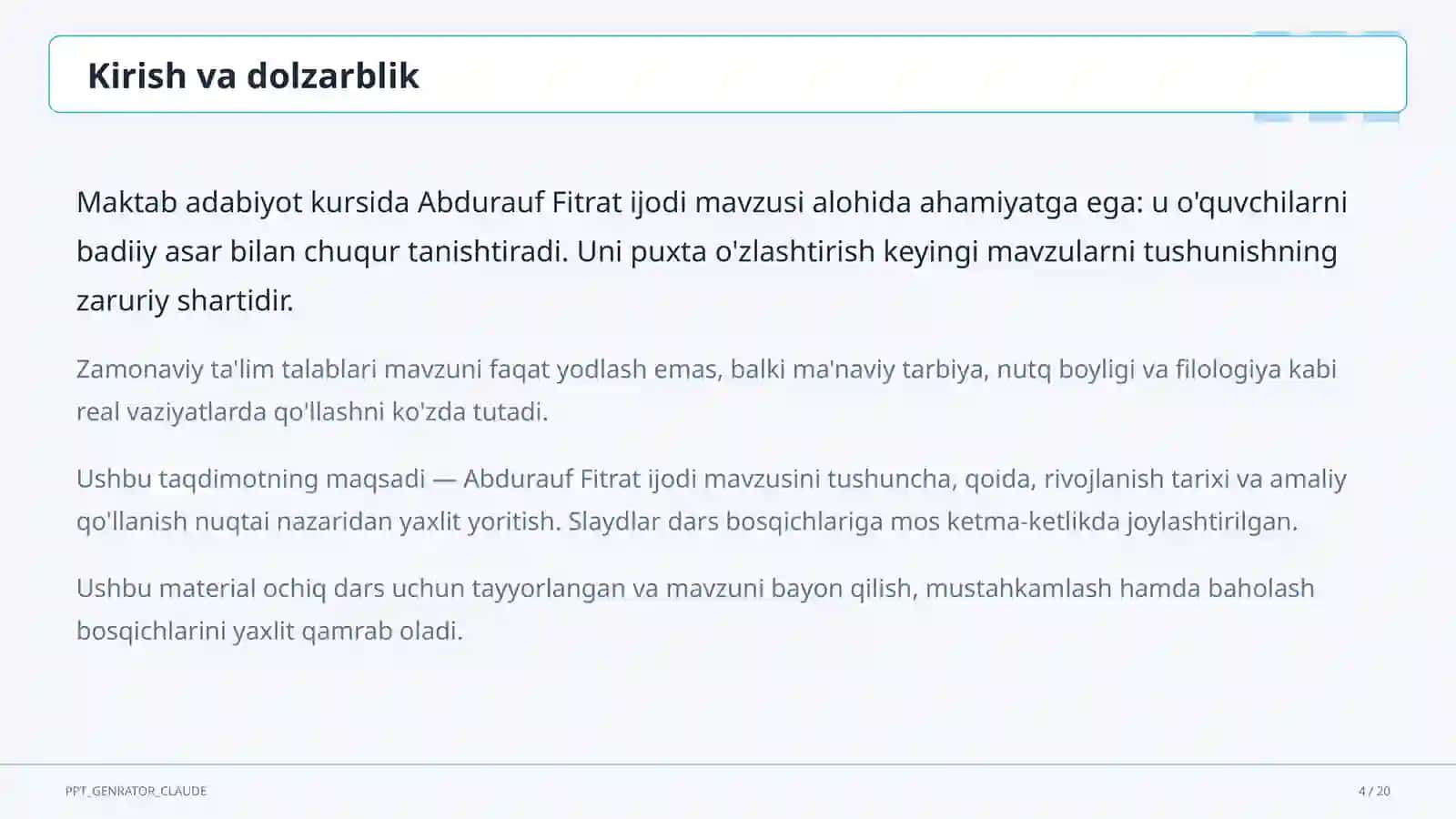 Abdurauf Fitrat ijodi (9-sinf) 4