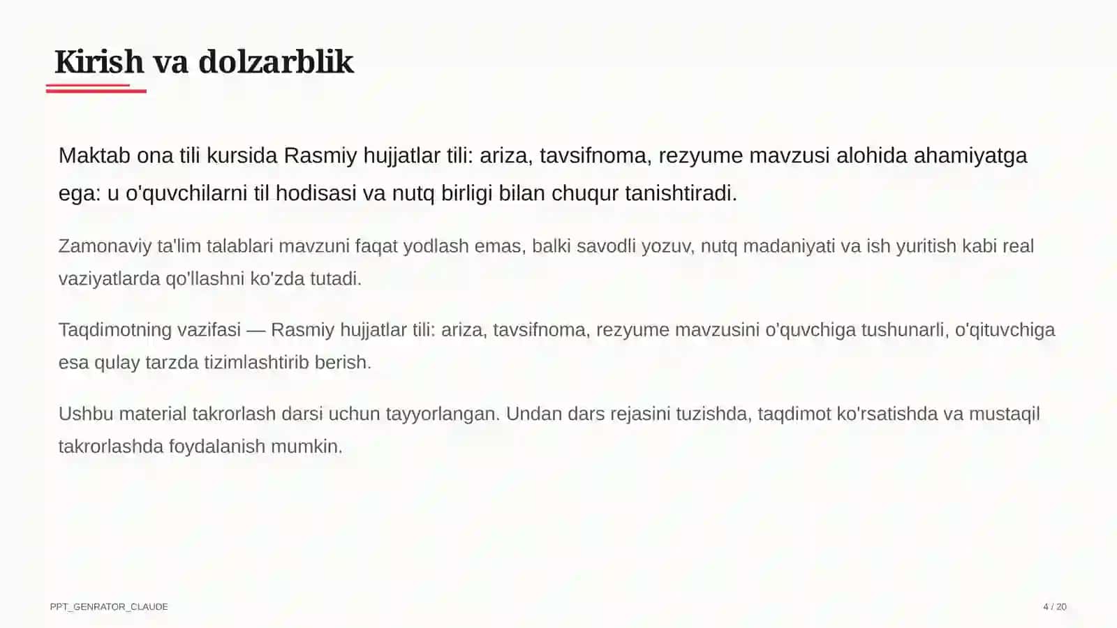 Ona tili (5-11) takrorlash darsi 4