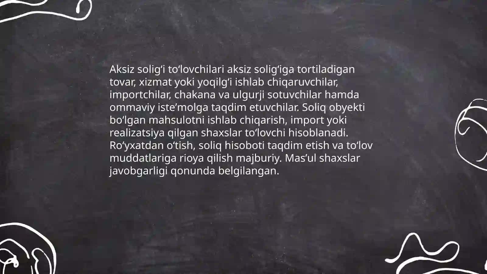 Aksiz soligʻi toʻlovchilari tarkibi va soliq solish obyekti 4