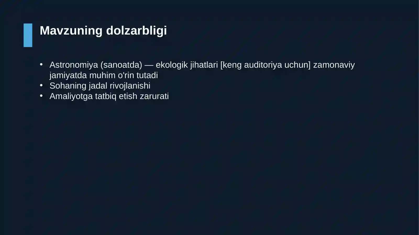 Astronomiya (sanoatda) — ekologik jihatlari [keng auditoriya uchun] 4
