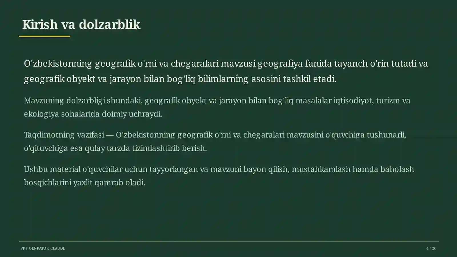 O'zbekistonning geografik o'rni va chegaralari (8-sinf) 4