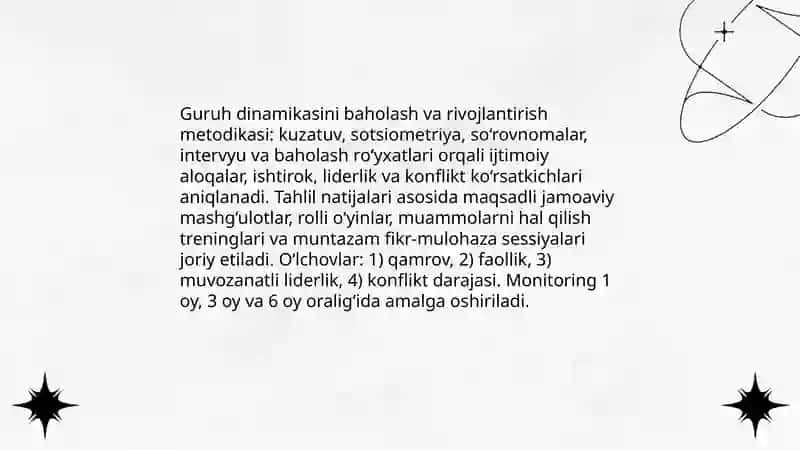 Sinf rahbarining oʻquvchilar jamoasi bilan ishlash usullari 4