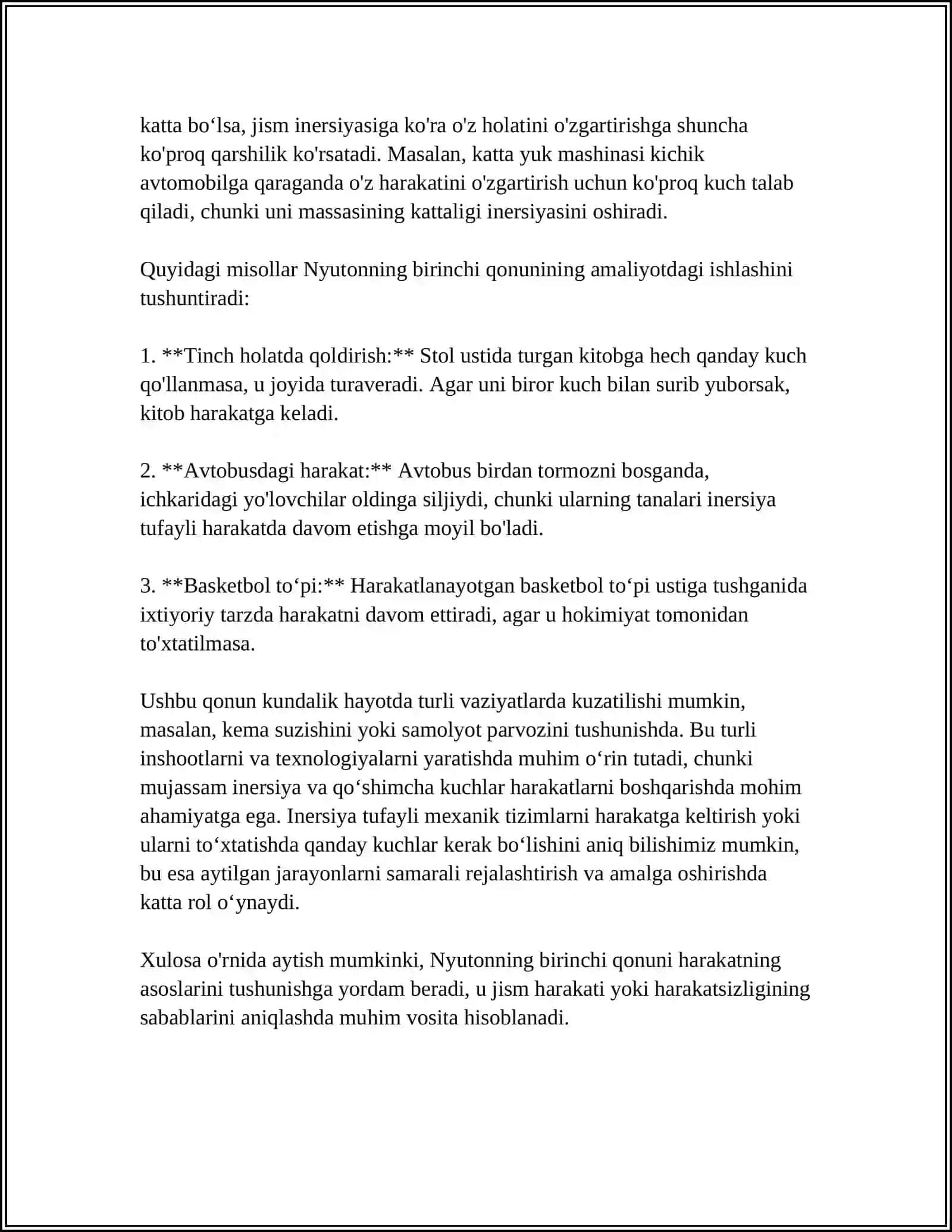 DINAMIKANING ASOSIY VAZIFASI. NYUTONNING 1 QONUNI 4