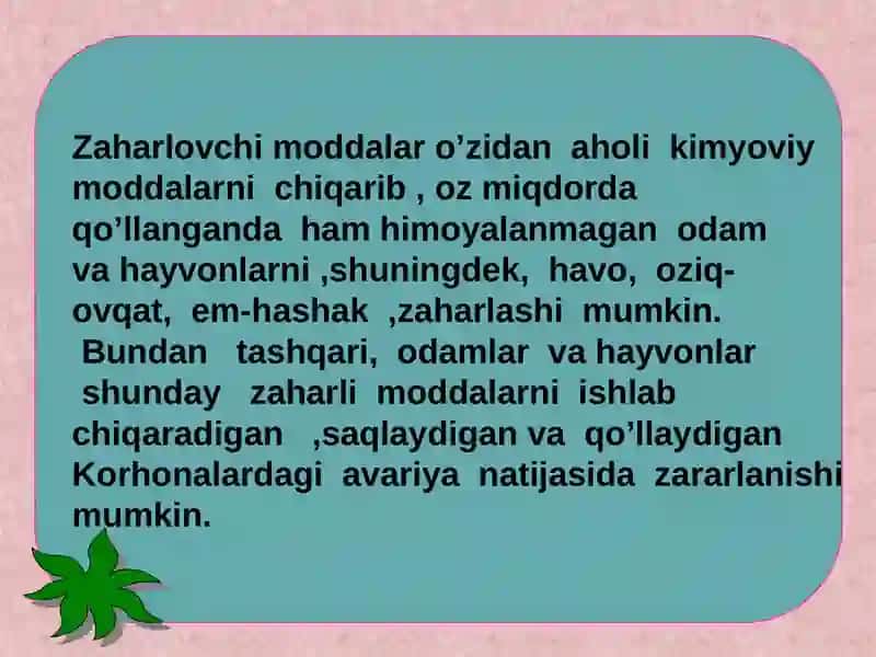 Zaharlovchi moddalarni turlari 4