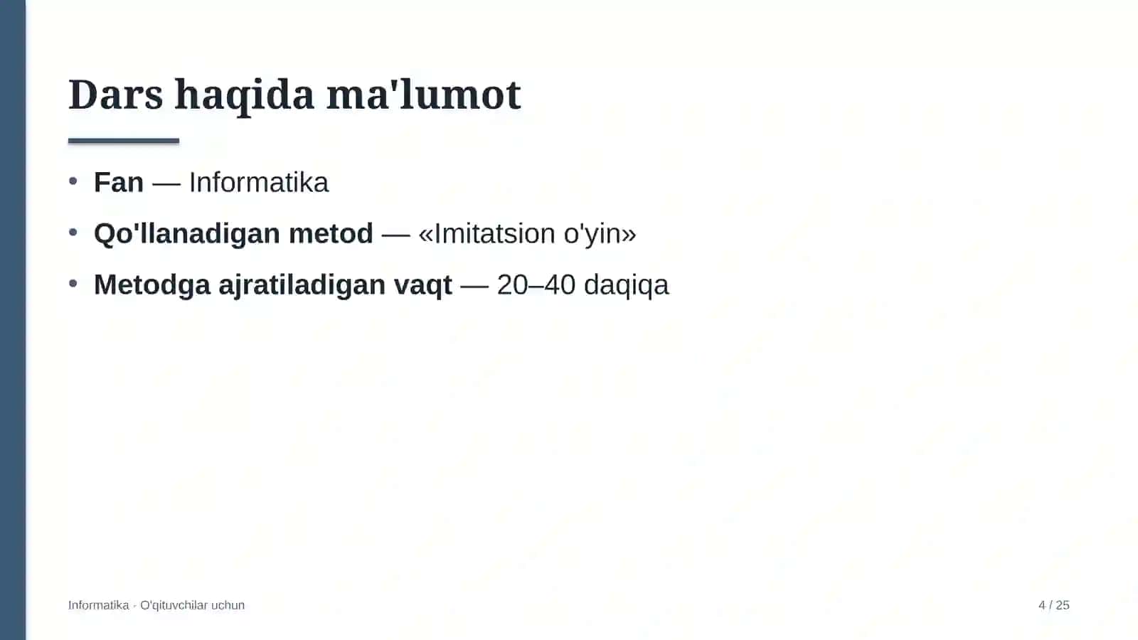 informatika darslarida imitatsion o'yin metodidan foydalanish 8416 4