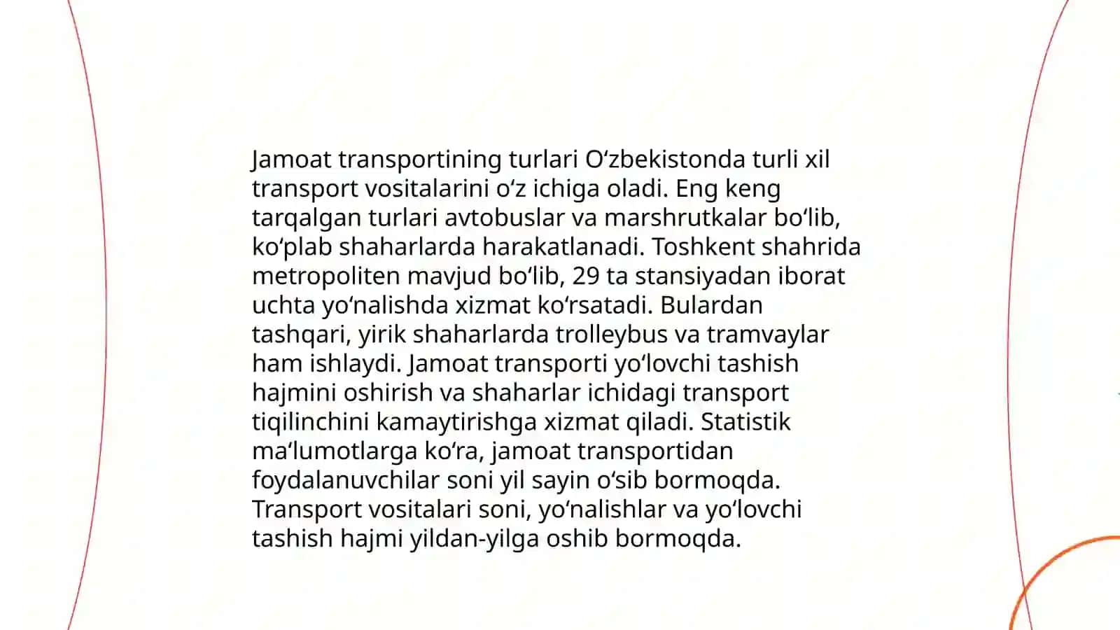 Shahar ichida yoʻlovchi tashish tizimi 4