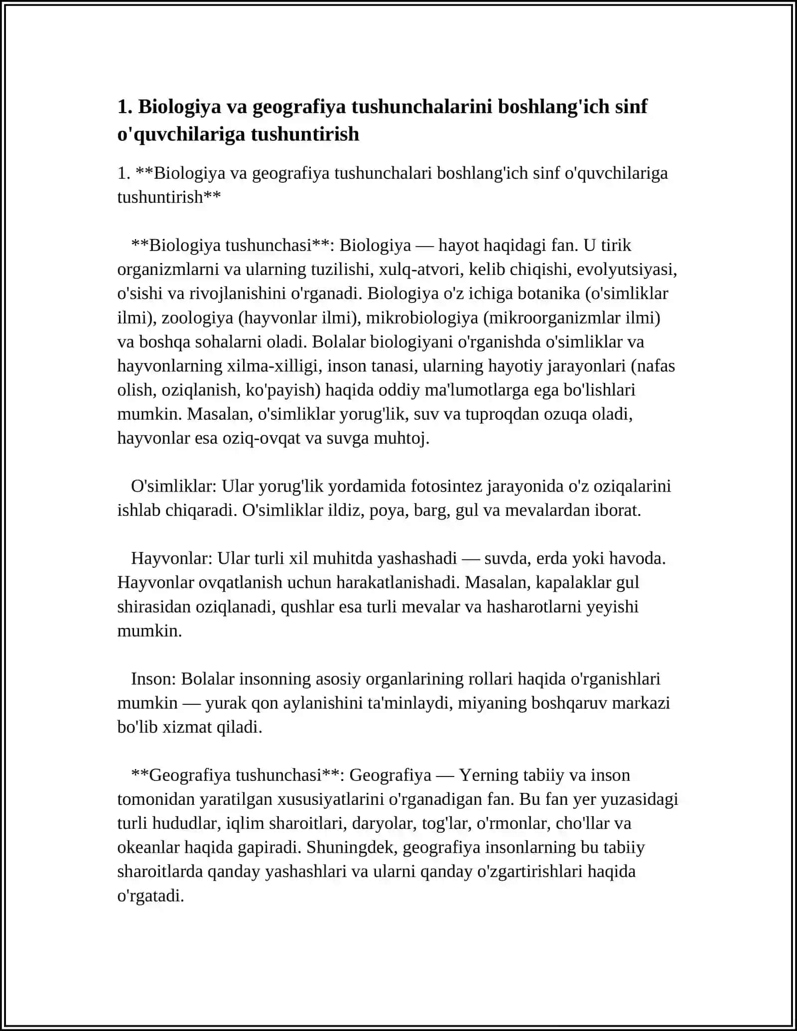 BOSHLANGʻICH SINF OʻQUVCHILARIDA BIOLOGIYA GEOGRAFIYA FIZIKAGA OID TASAVVUR VA TUSHUNCHALARNI SHAKLLANTIRISHNING METODIK ASOSLARI 4