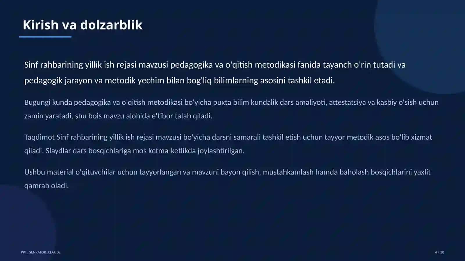 Sinf rahbarining yillik ish rejasi 4