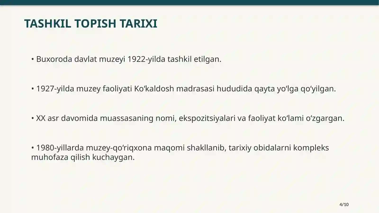 BUXORODAVLATME’MORIY-BADIIYMUZEY-QO‘RIQXONASI 4