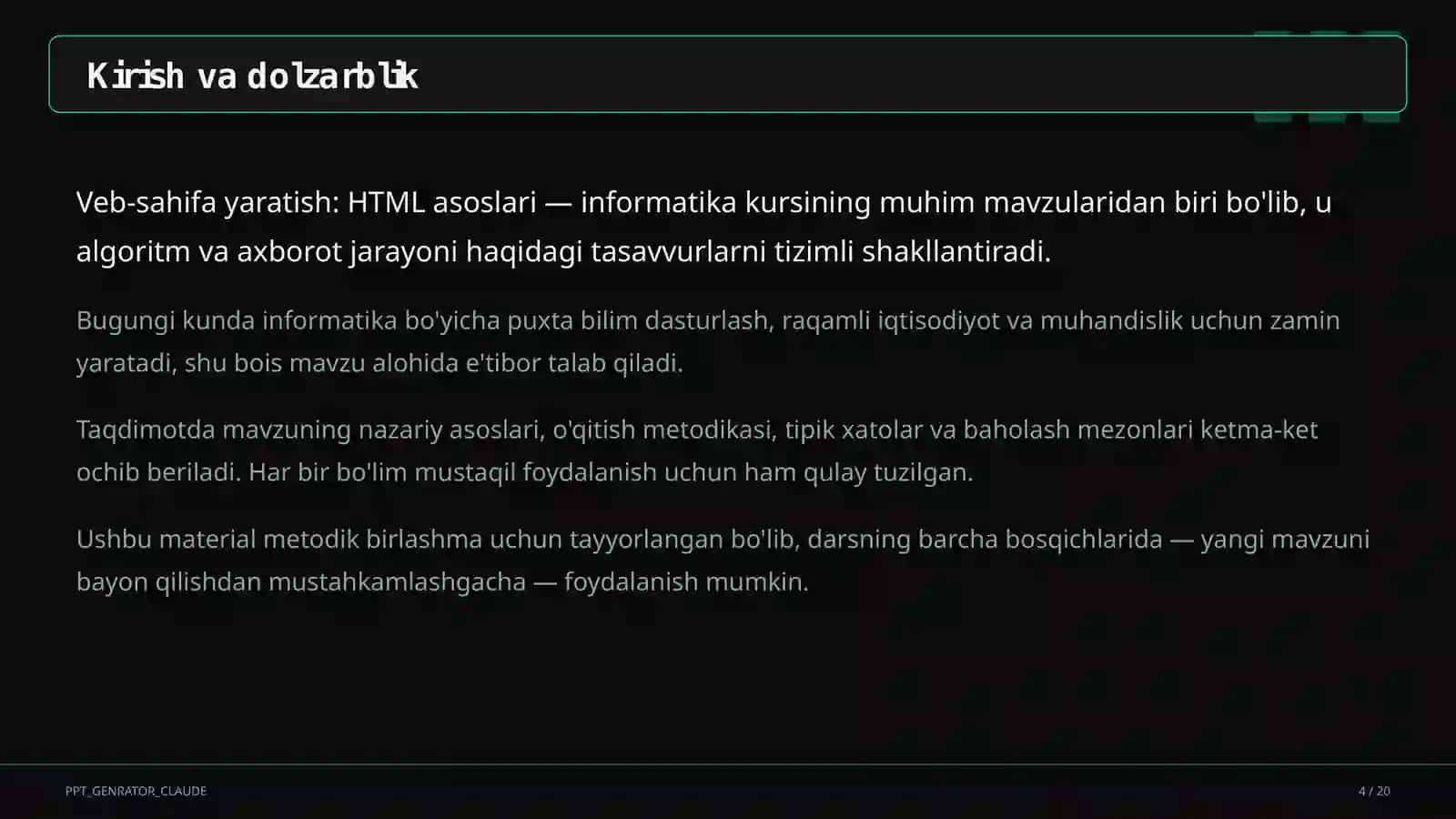 Veb-sahifa yaratish: HTML asoslari (9-sinf) 4