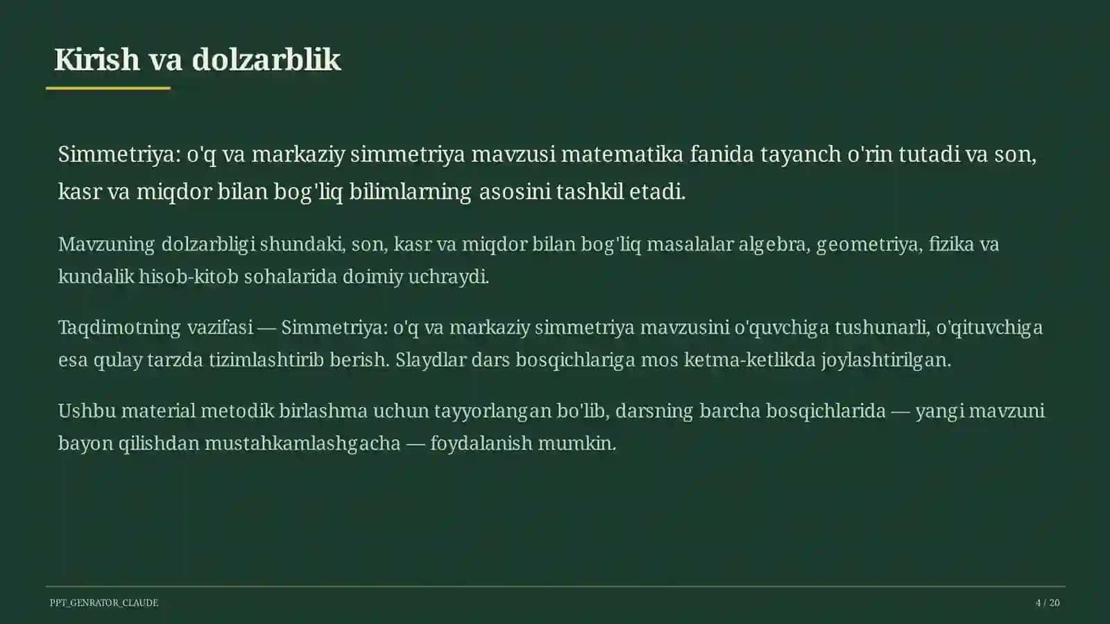 Simmetriya: o'q va markaziy simmetriya (6-sinf) 4