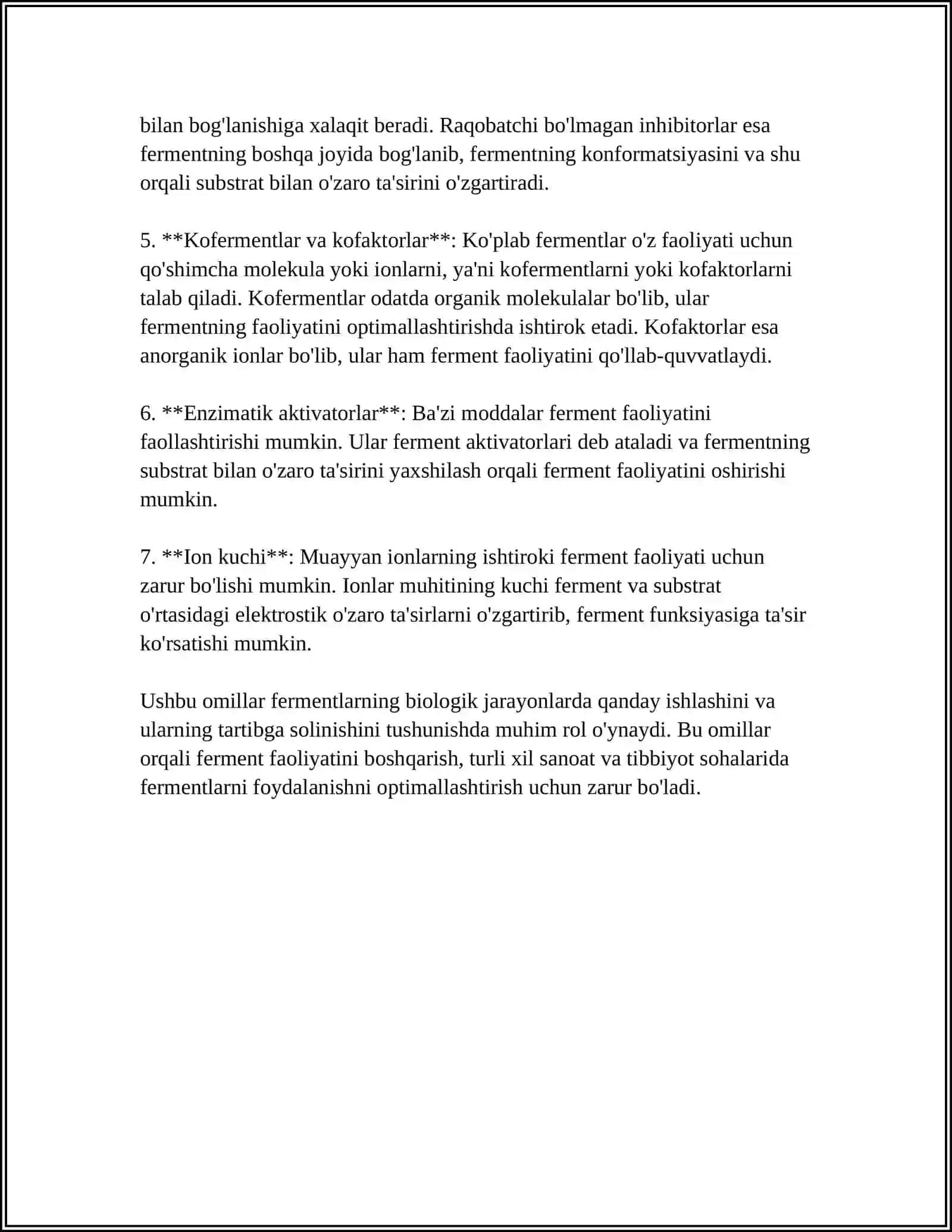 FERMENTLAR FAOLLIGINI OSHQOZON KISLOTALIGINI GIPO- VA GIPERATSID HOLATLARDA OʻRGARISHI VA TIKLASH CHORALARI 4