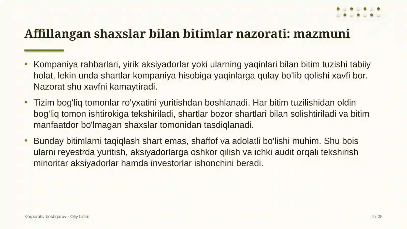 tikuv trikotaj korxonalarida affillangan shaxslar bilan bitimlarni nazorat qilish 4316 4